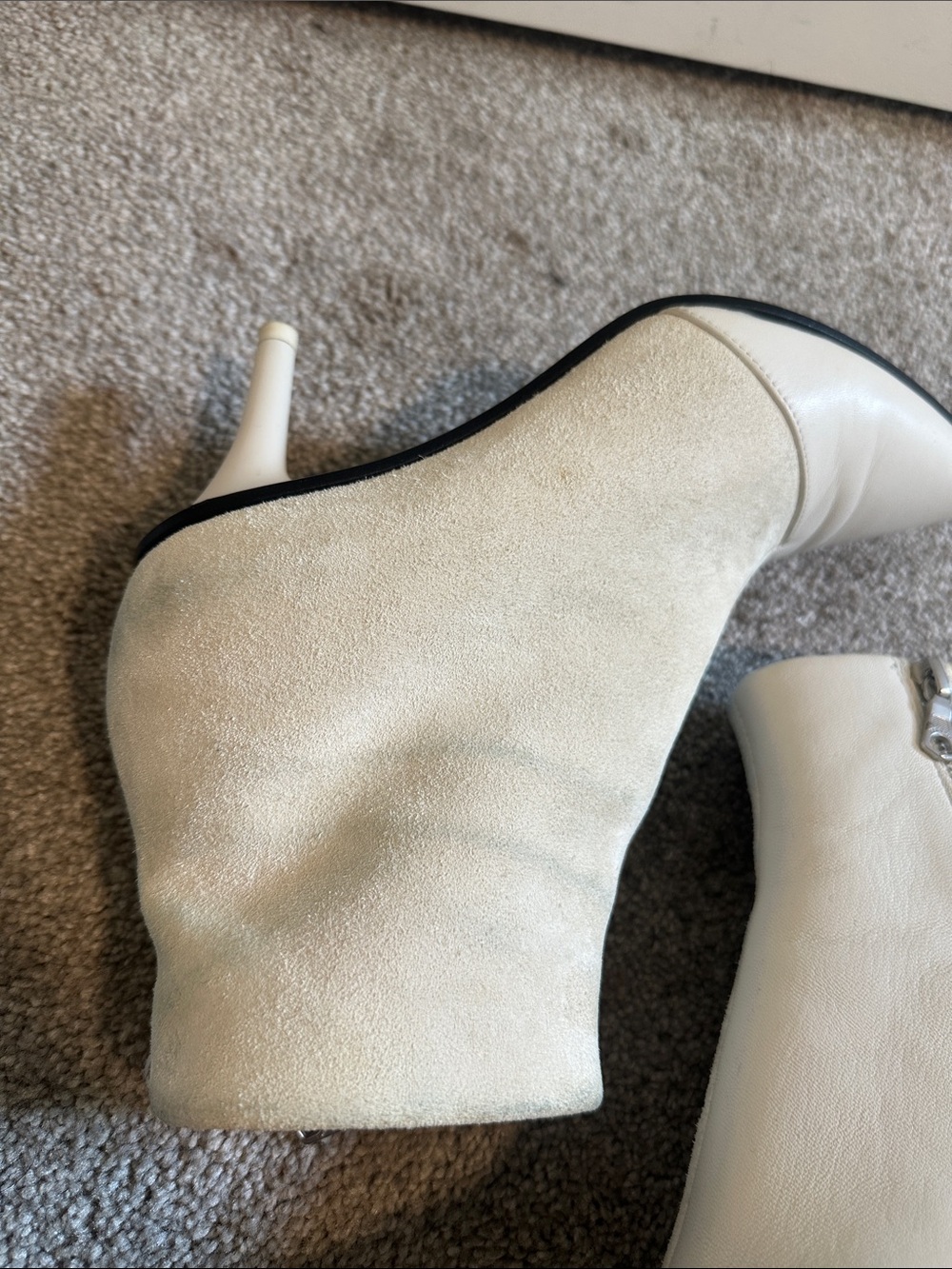 EUC Rag & Bone Beha Leather Suede Heeled Bootie in White Ivory Moto size US7 - Picture 8 of 15